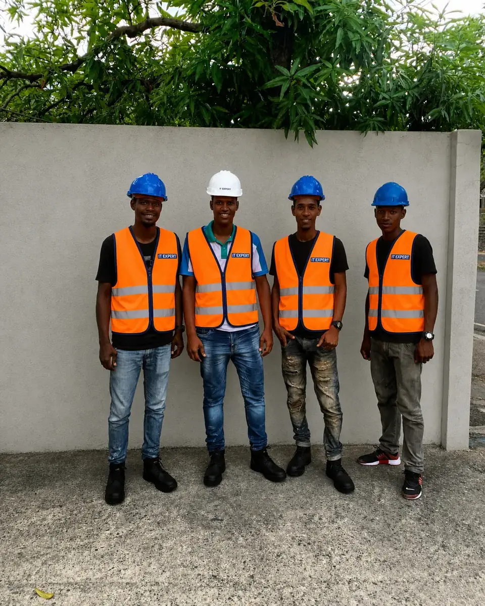 Equipo técnico de IT Expert RD con uniformes corporativos